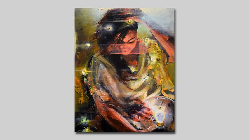 TESSA WOLKERSDORFER Mona enchanted (2022) 50 x 40 cm Tusche und Acryl auf Leinwand TESSA WOLKERSDORFER Mona enchanted (2022) 50 x 40 cm Tusche und Acryl auf Leinwand