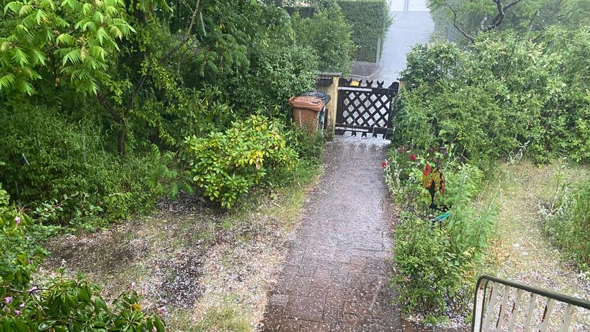 Heftige Unwetter mit Starkregen und Hagel zogen auch über Schwabach.
