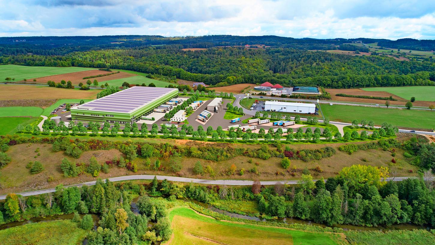 So soll das geplante Logistik-Zentrum mit Kühllager von Lidl in Hollfeld aussehen. 