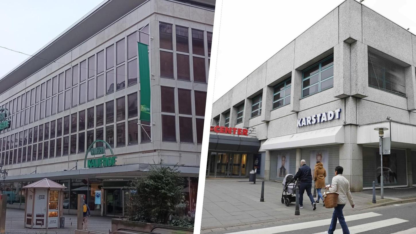 Die Galeria-Filialen in der Nürnberger Königstraße (l.) und im Franken-Center in Langwasser gehören zu den Standorten, die der Warenhauskonzern schließt.
