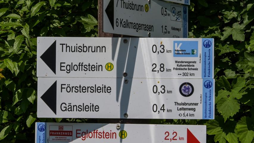 Zahlreiche Wanderwege führen durch Thuisbrunn, darunter auch der Leitenweg. 
