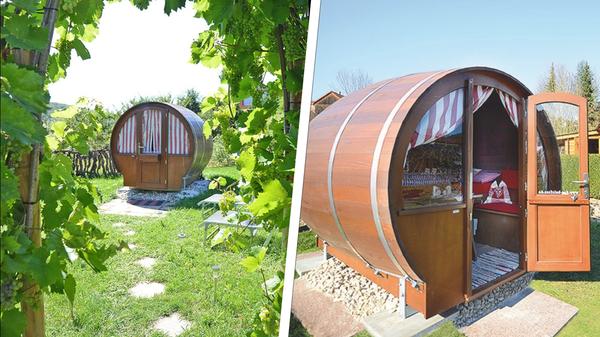 Das Gästehaus Ingrid in Ramsthal bietet seinen Gästen eine Übernachtung in einem Weinfass an. Es ist ein Einzelexemplar, also können sich zwei Personen auf eine ungestörte und idyllische Zeit freuen.