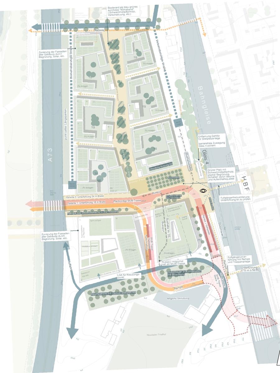 So sieht in den Unterlagen der Verwaltung der städtebauliche Rahmenplan für den heutigen Großparkplatz aus. So sieht in den Unterlagen der Verwaltung der städtebauliche Rahmenplan für den heutigen Großparkplatz aus.