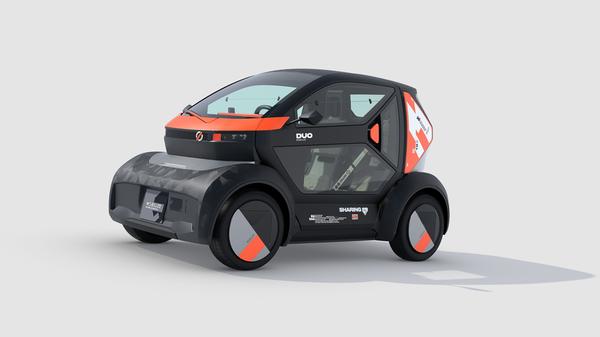 Der Nachfolger heißt Duo. Er fährt ebenfalls elektrisch, misst 2,43 Meter in der Länge und positioniert seine beiden Insassen hintereinander.