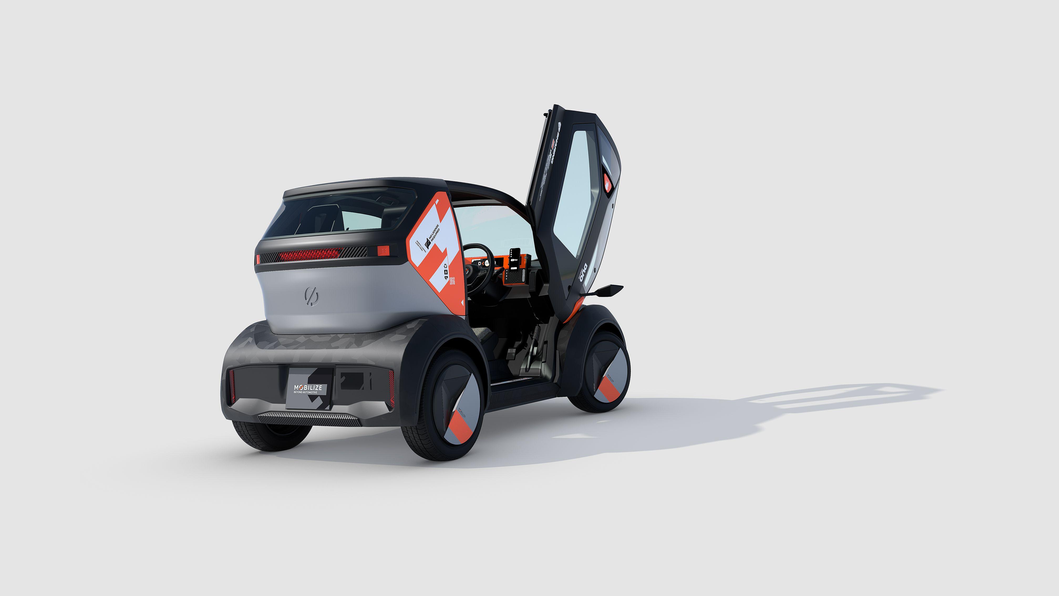 Auch die Scherentüren erbt der Duo vom Twizy. Marktstart soll Ende 2023 sein.