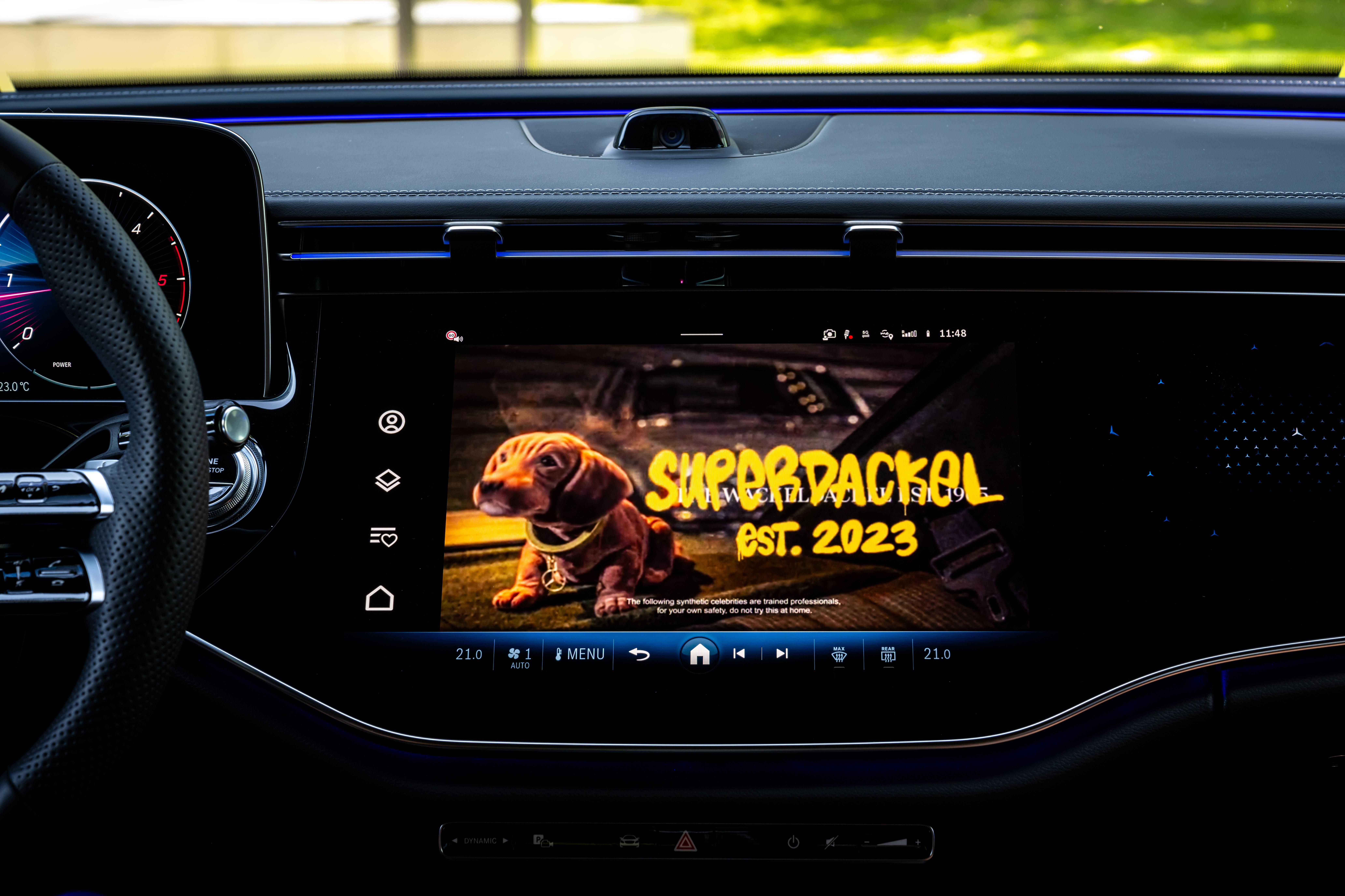 Für den Beifahrer/die Beifahrerin gibt es optional einen eigenen Bildschirm.