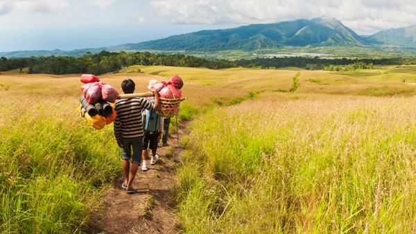 Panoramic Photo of the Final Leg of the Three Day Mount Rinjani Trek, Lombok, Indonesia, Asia