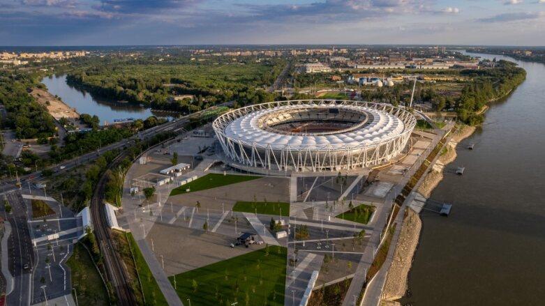 Das Leichtathletik-Stadion aus der Vogelperspektive.