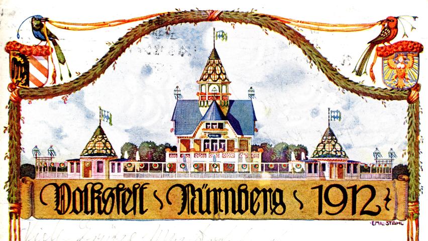 Wie ein russischer Holzpalast des 17. Jahrhunderts präsentierte sich der zentrale Volksfestbau anno 1912, diesmal in Szene gesetzt von Emil Stahl. 