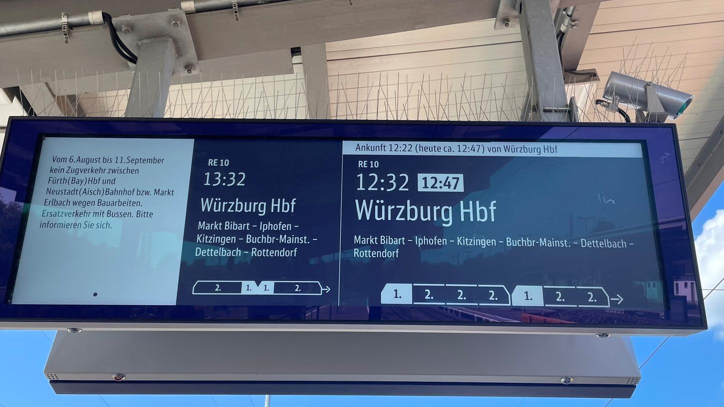 Verspätungen auf der wiedereröffneten Strecke zwischen Neustadt/Aisch und Würzburg sind an der Tagesordnung.