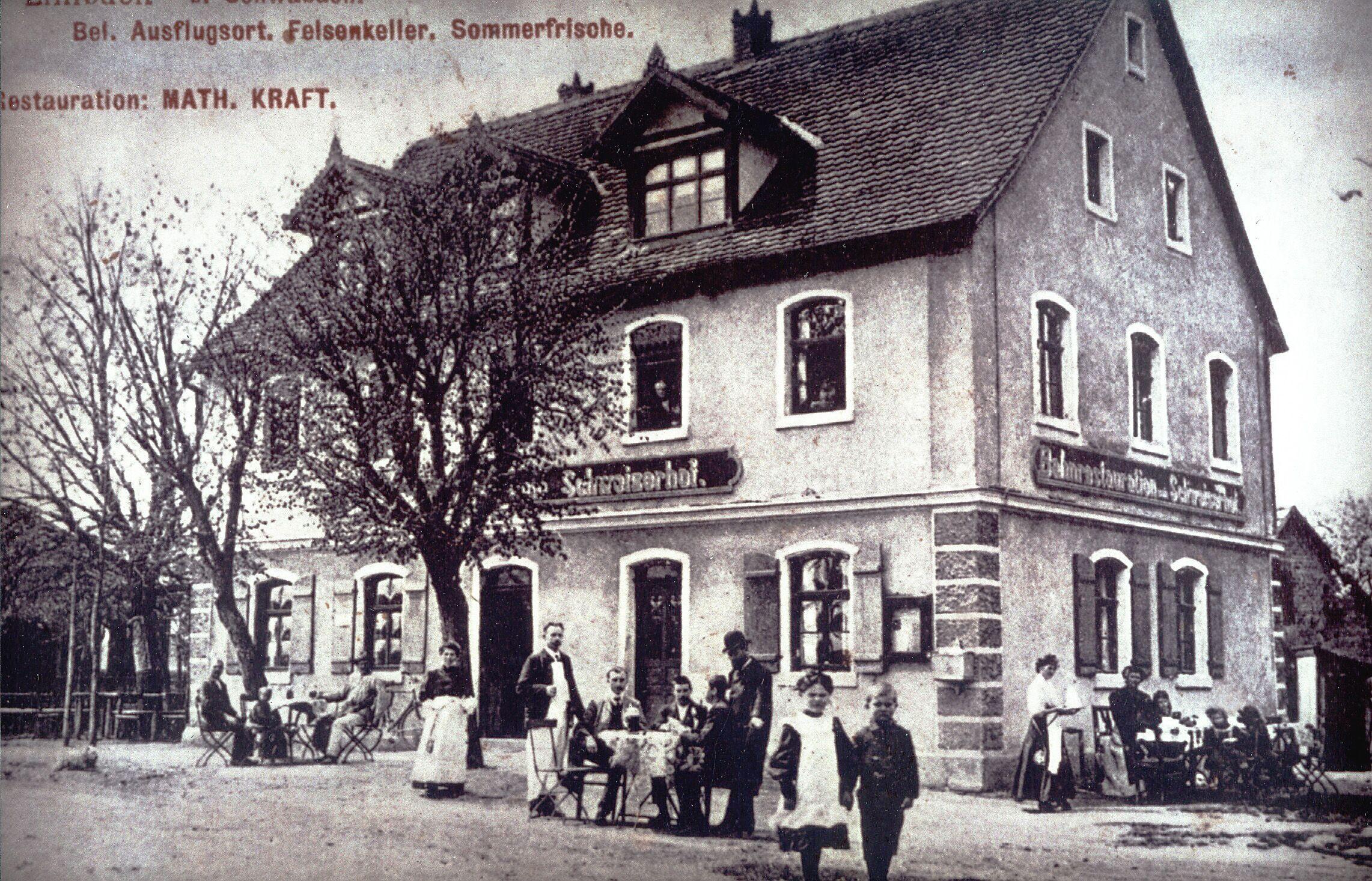 Das Ausflugslokal "Felsenkeller" in Limbach um das Jahr 1910.
