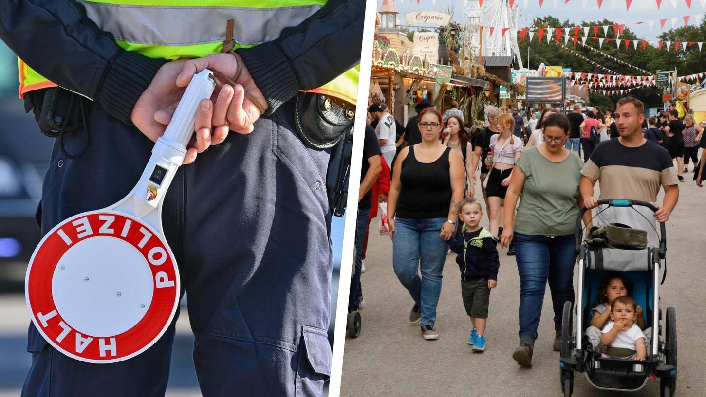 Auf der Straße vor dem Herbstvolksfest kontrollierte die Polizei die Geschwindigkeit der Autofahrer. Hunderte werden nun zur Kasse gebeten.