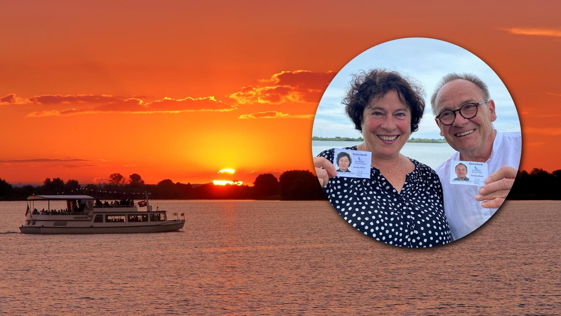 Die MS Altmühlsee haben sie schon bei fast jeder Witterung besucht: Andrea und Tom Ahlers besitzen seit vielen Jahren eine Jahreskarte für das Schiff. Die MS Altmühlsee haben sie schon bei fast jeder Witterung besucht: Andrea und Tom Ahlers besitzen seit vielen Jahren eine Jahreskarte für das Schiff.