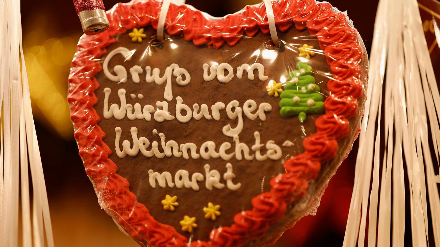 Lebkuchenherzen dürfen natürlich auch nicht fehlen auf dem Würzburger Weihnachtsmarkt.