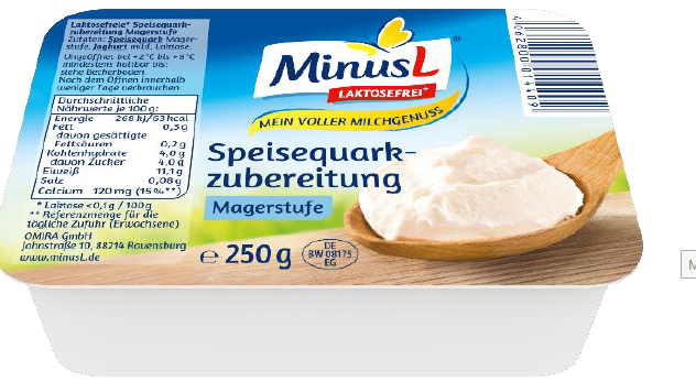 Laktosefreier Speisequark von Minus L in der 250 Gramm Packung Laktosefreier Speisequark von Minus L in der 250 Gramm Packung