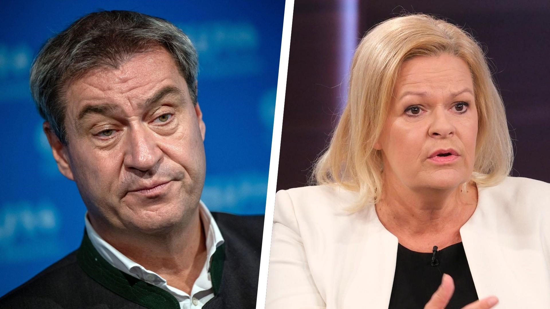 Söder und Faeser streiten sich bei Anne Will. Söder und Faeser streiten sich bei Anne Will.