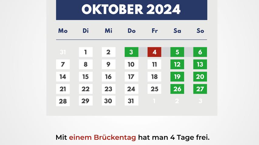 Brückentage im Oktober.