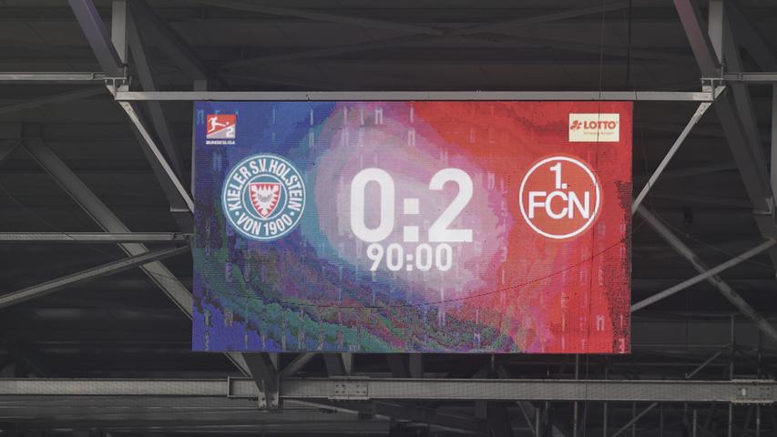 Weil die Kieler in der Schlussphase nur noch selten gefährlich werden, steht am Ende ein 2:0 Auswärtssieg für den FCN zu Buche. 