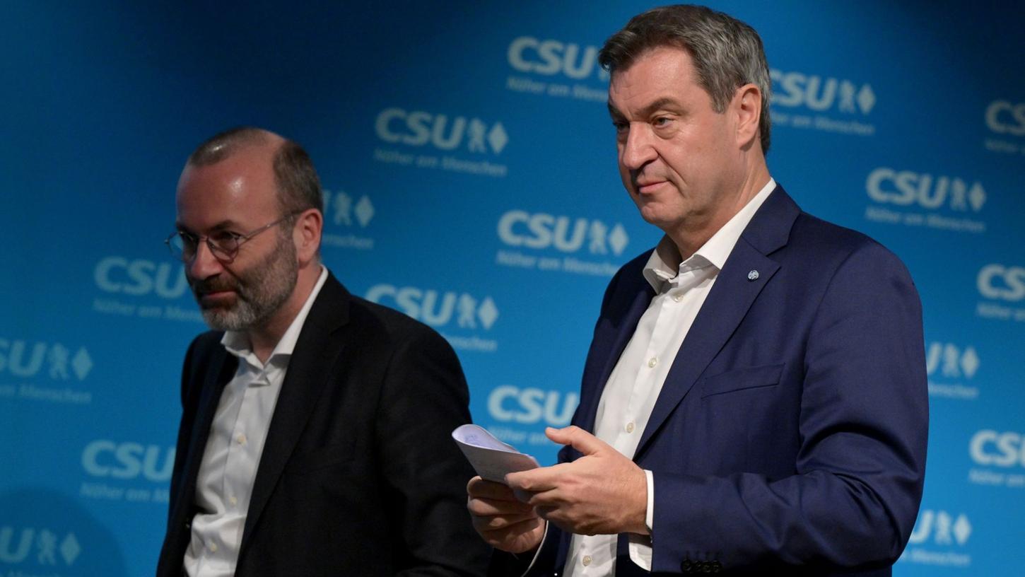 Markus Söder (rechts) intoniert bereits den Europawahlkampf. Manfred Weber soll seine Partei erneut ins Europaparlament führen. Markus Söder (rechts) intoniert bereits den Europawahlkampf. Manfred Weber soll seine Partei erneut ins Europaparlament führen.