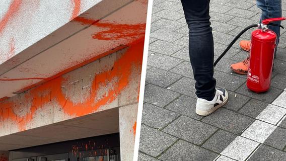 Uni-Bibliothek mit Farbe beschmiert: So verlief der Protest der „Letzten Generation“ in Erlangen
