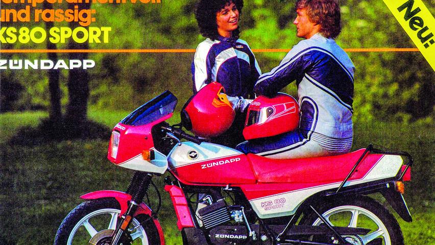 Werbung für ein Zündapp-Mokick aus den 1980er Jahren - alle Jugendlichen wollten so eine 80er haben. 