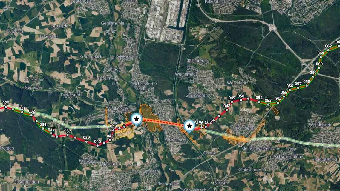 Die rote Linie zeigt die aktuelle Trassenplanung. Einsehbar ist sie auf www.tennet.eu unter dem Stichwort "Projektatlas".