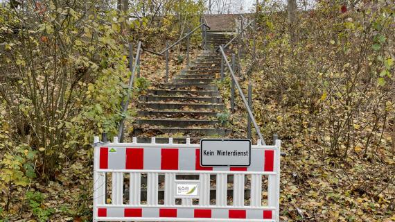 Die Treppe an der Steuben-Brücke wird auch dieses Jahr gesperrt. 