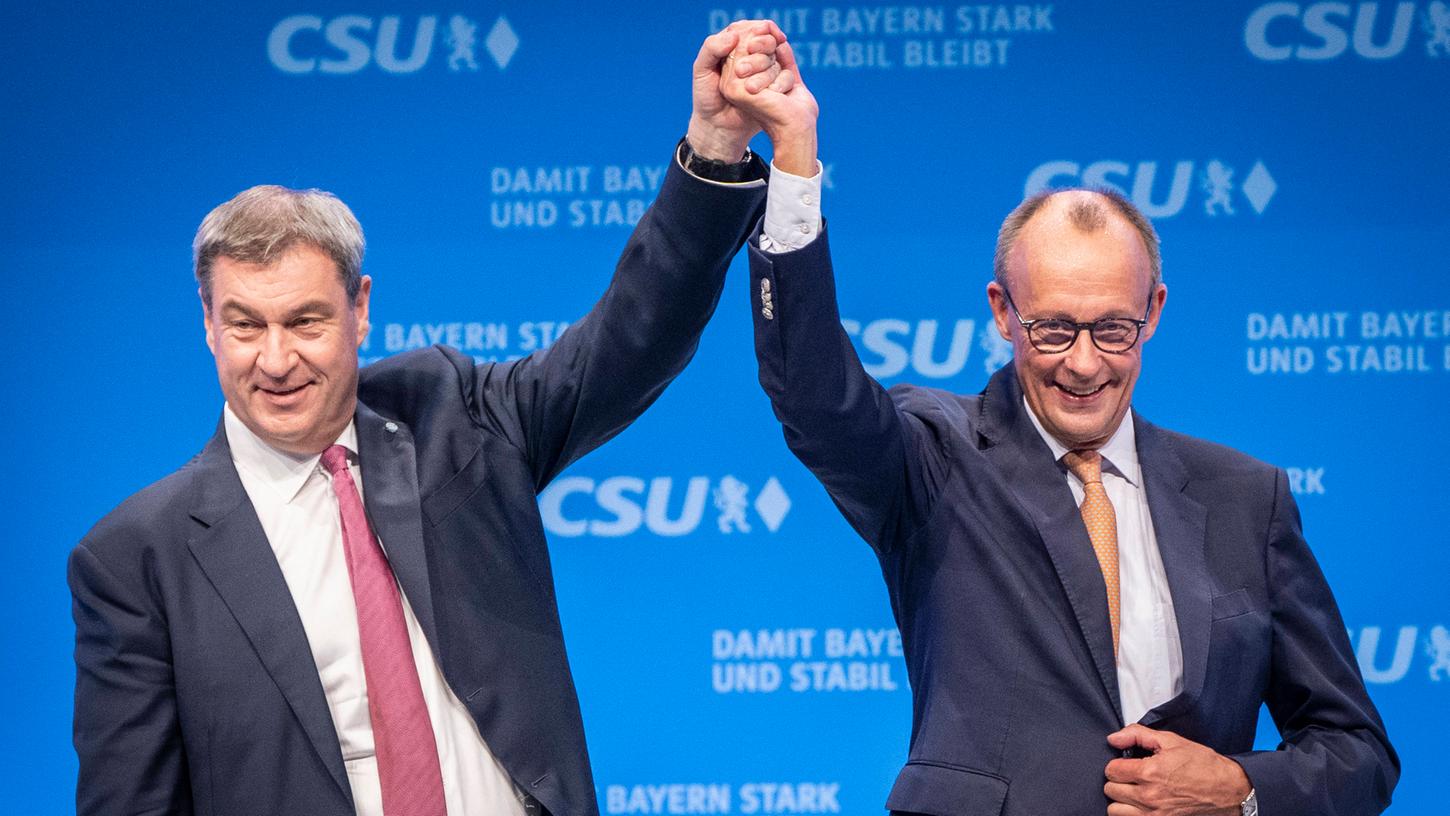 CSU-Chef Markus Söder (links) und CDU-Chef Friedrich Merz drängen die Ampel zu Aufgabe. 