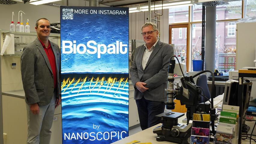 BioSpalt wird die Erfindung vom Forscherteam um Professor Dr. Hans-Achim Reimann (rechts) und Philipp Häfner genannt. BioSpalt wird die Erfindung vom Forscherteam um Professor Dr. Hans-Achim Reimann (rechts) und Philipp Häfner genannt.