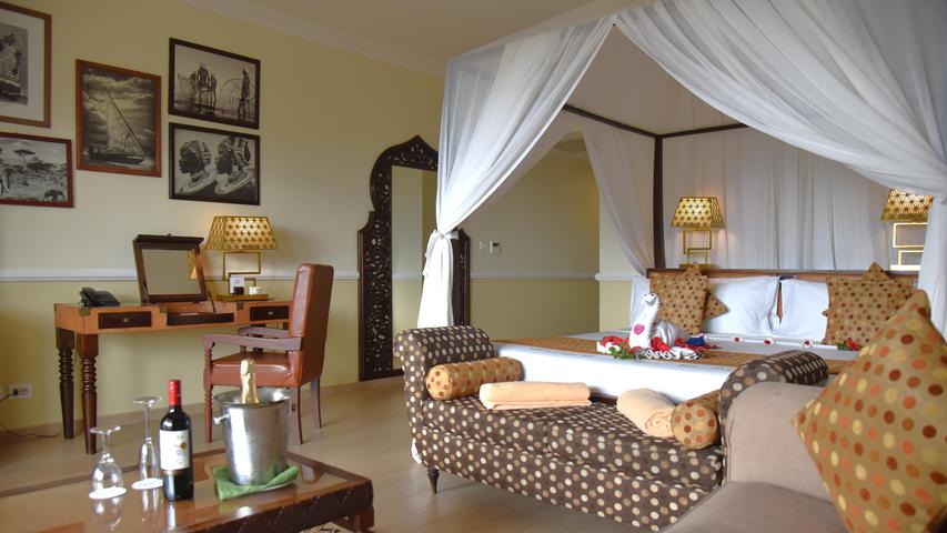 Die luxuriösen Suiten im RIU Palace Zanzibar. Hier muss man zwar etwas tiefer in die Tasche greifen, wird dafür aber auch entsprechend entlohnt. 