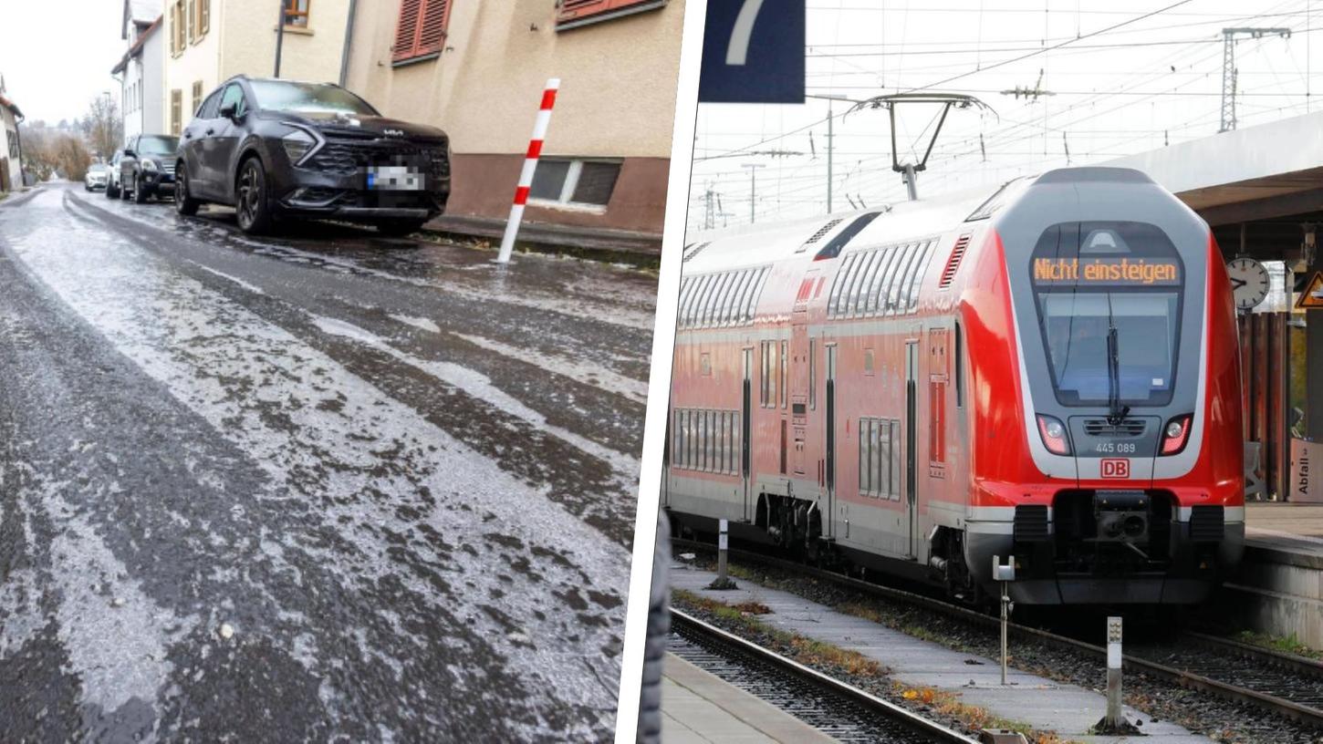 Der Warnstreik läuft, es kommt zu vielen Zugausfällen. Hinzu kommen in Franken und der Oberpfalz teilweise Eisregen und Glättegefahr. 