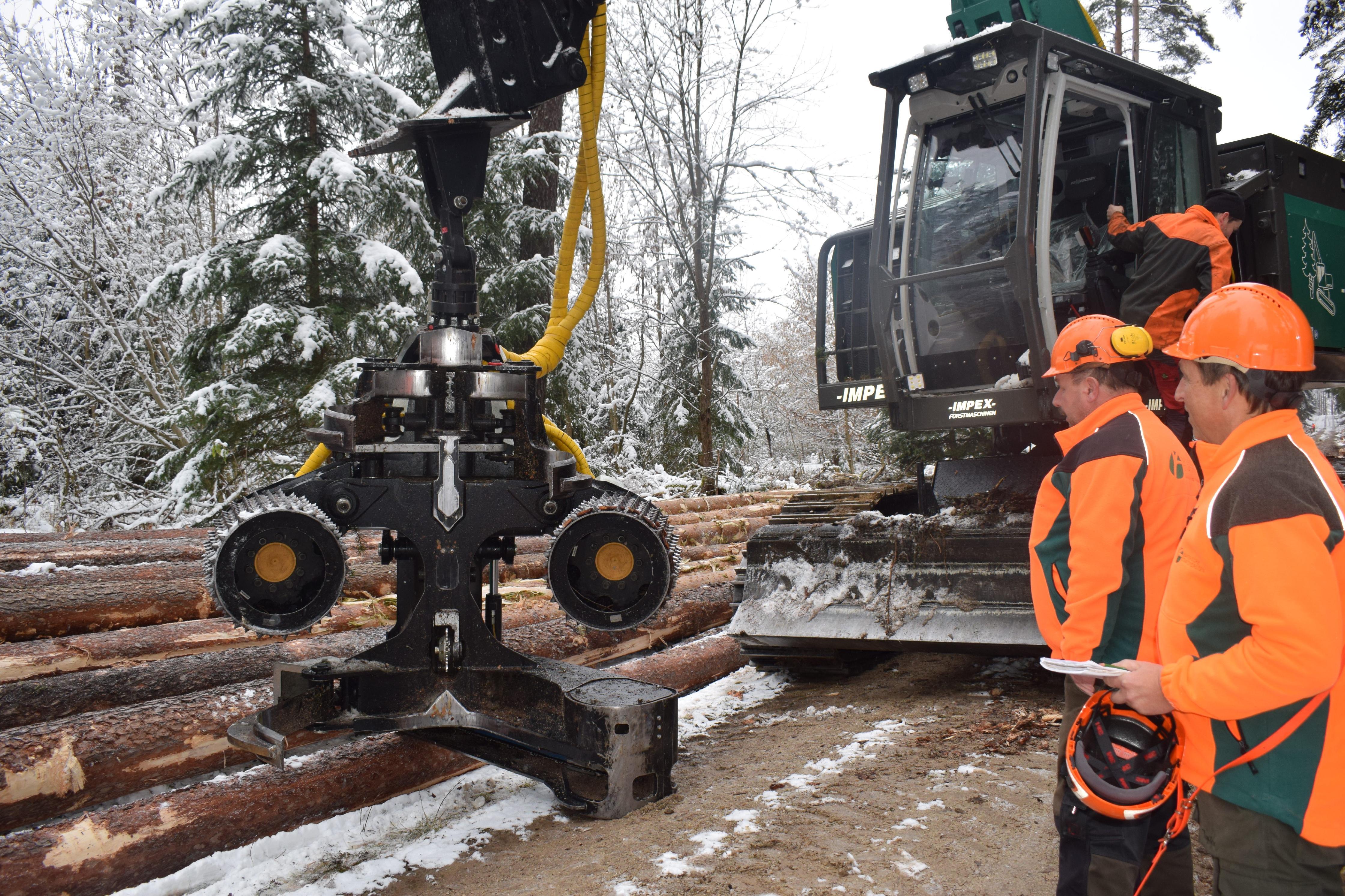 So arbeitet der Forstbetrieb Pegnitz mit einem Harvester im