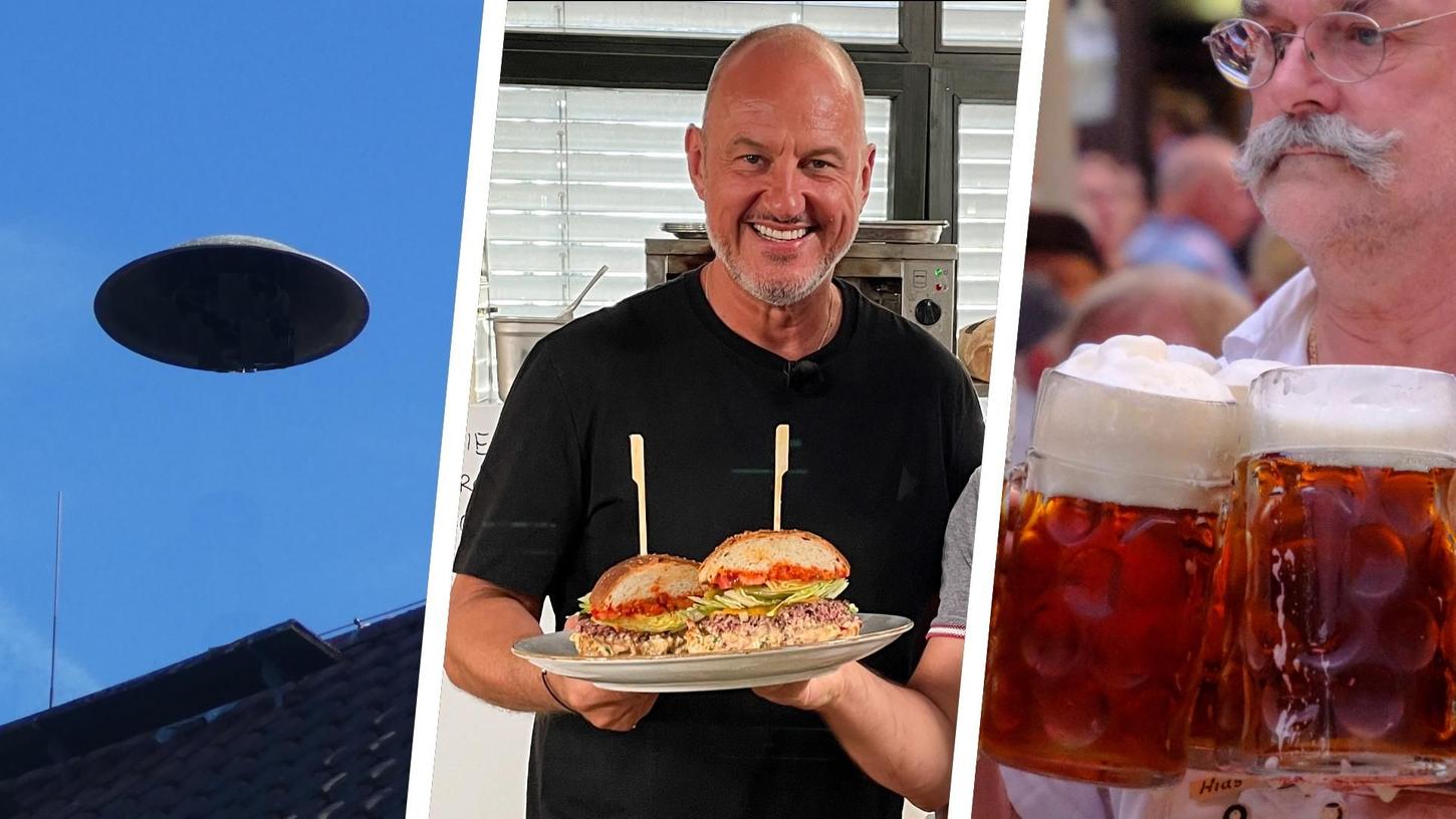 Mutmaßlich fliegende Untertassen, Starkoch Frank Rosin in einem Neumarkter Restaurant und ein Festbier-Preis, der im Vergleich zum Vorjahr kräftig steigt. Mutmaßlich fliegende Untertassen, Starkoch Frank Rosin in einem Neumarkter Restaurant und ein Festbier-Preis, der im Vergleich zum Vorjahr kräftig steigt.