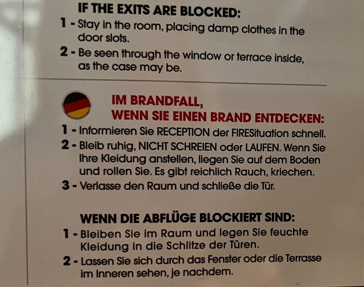 Gesehen in der Lobby eines Hotels in Sevilla von Susanne Weiss aus Erlangen. Alle Bilder der letzten Jahre unserer lustigen Deutschübersetzungen finden Sie hier.