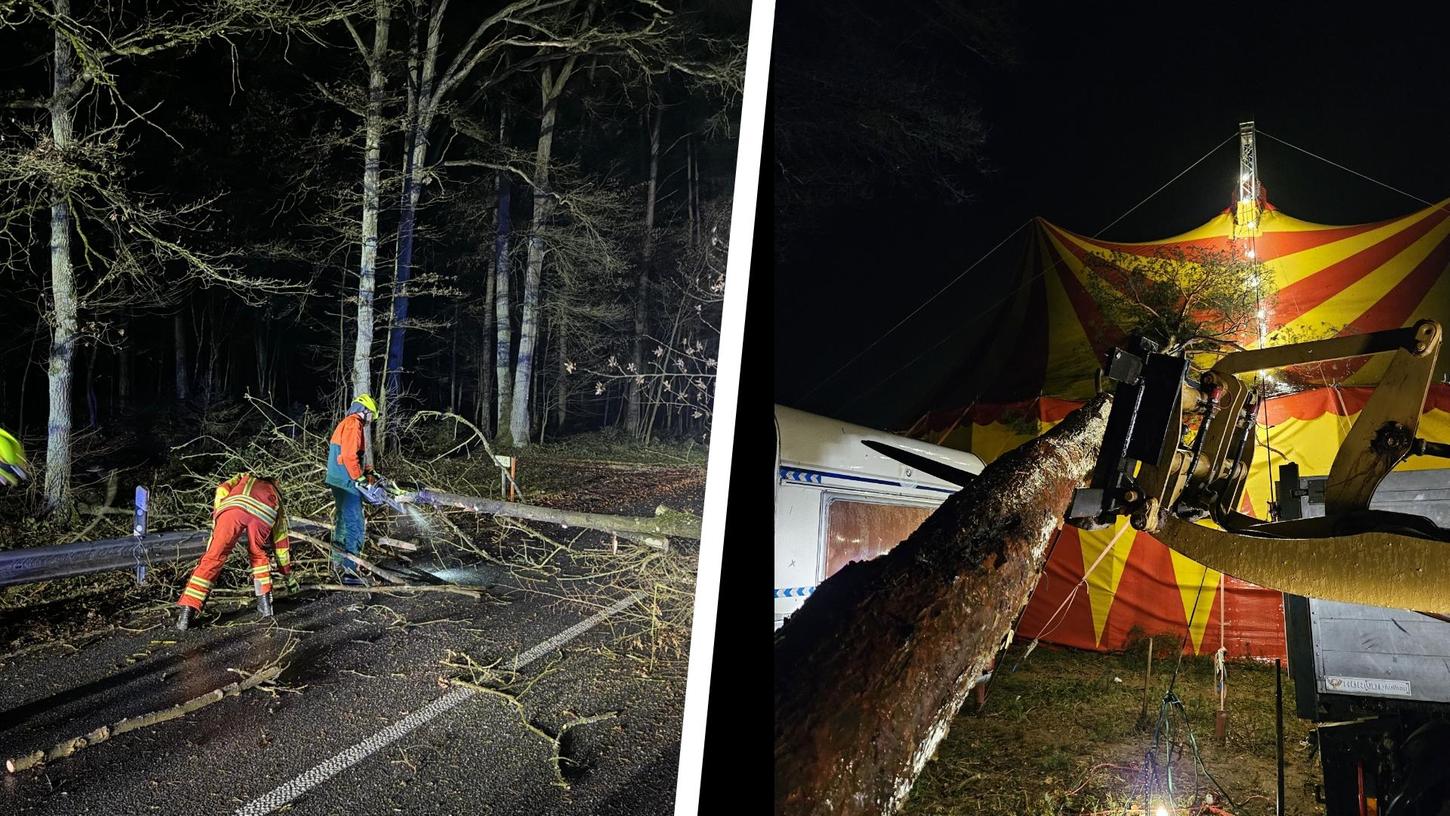 Sturmtief  "Zoltan" sorgte in Bayern für zahlreiche Einsätze. Meist mussten Feuerwehrleute umgekippte Bäume von Straßen entfernen. Auch ein Zirkuszelt bei Roth stürzte ein.