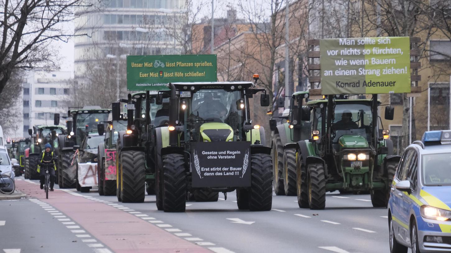 Bereits beim ersten Streik der Landwirte kam es in Nürnberg teilweise zu Verkehrsbehinderungen.