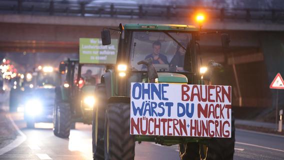 Landwirte machen ihrem Ärger Luft: Bilder vom Bauernprotest auf dem Weg von Roth nach Schwabach