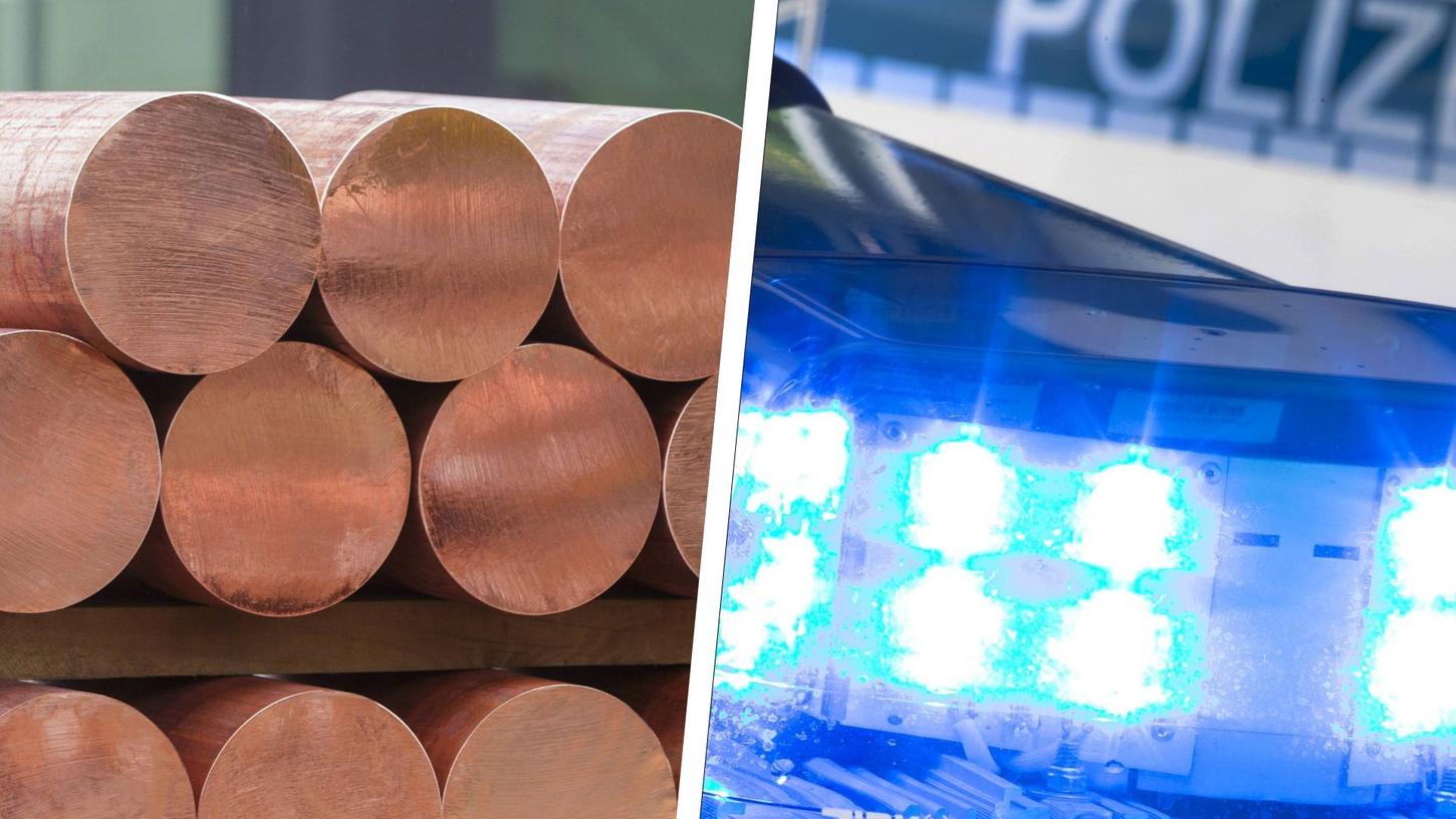 Erneut haben unbekannte Täter in Wendelstein mehrere Tonnen Kupfer gestohlen.