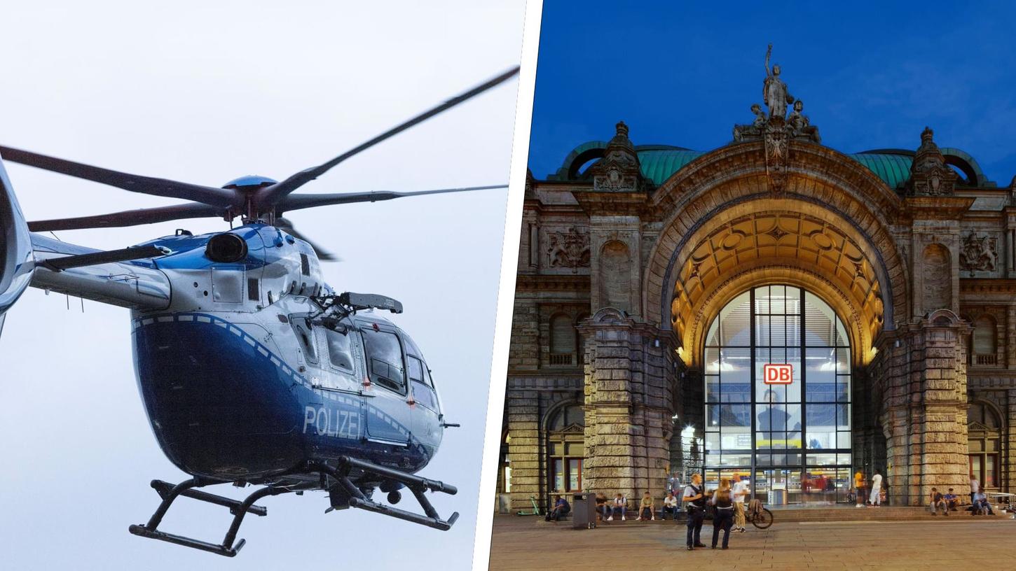 Die Polizei suchte per Hubschrauber nach einem Mann, der geflüchtet war. Bei beiden Fotos handelt es sich um Symbolbilder.