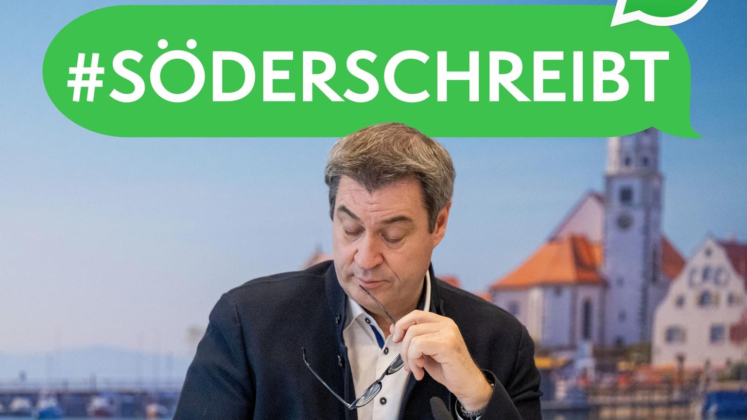 Markus Söder kündigt seinen neuen Kanal auf Whatsapp an. 