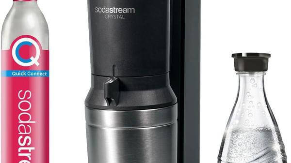 Das Set beinhaltet CO2-Zylinder und Glaskaraffe.