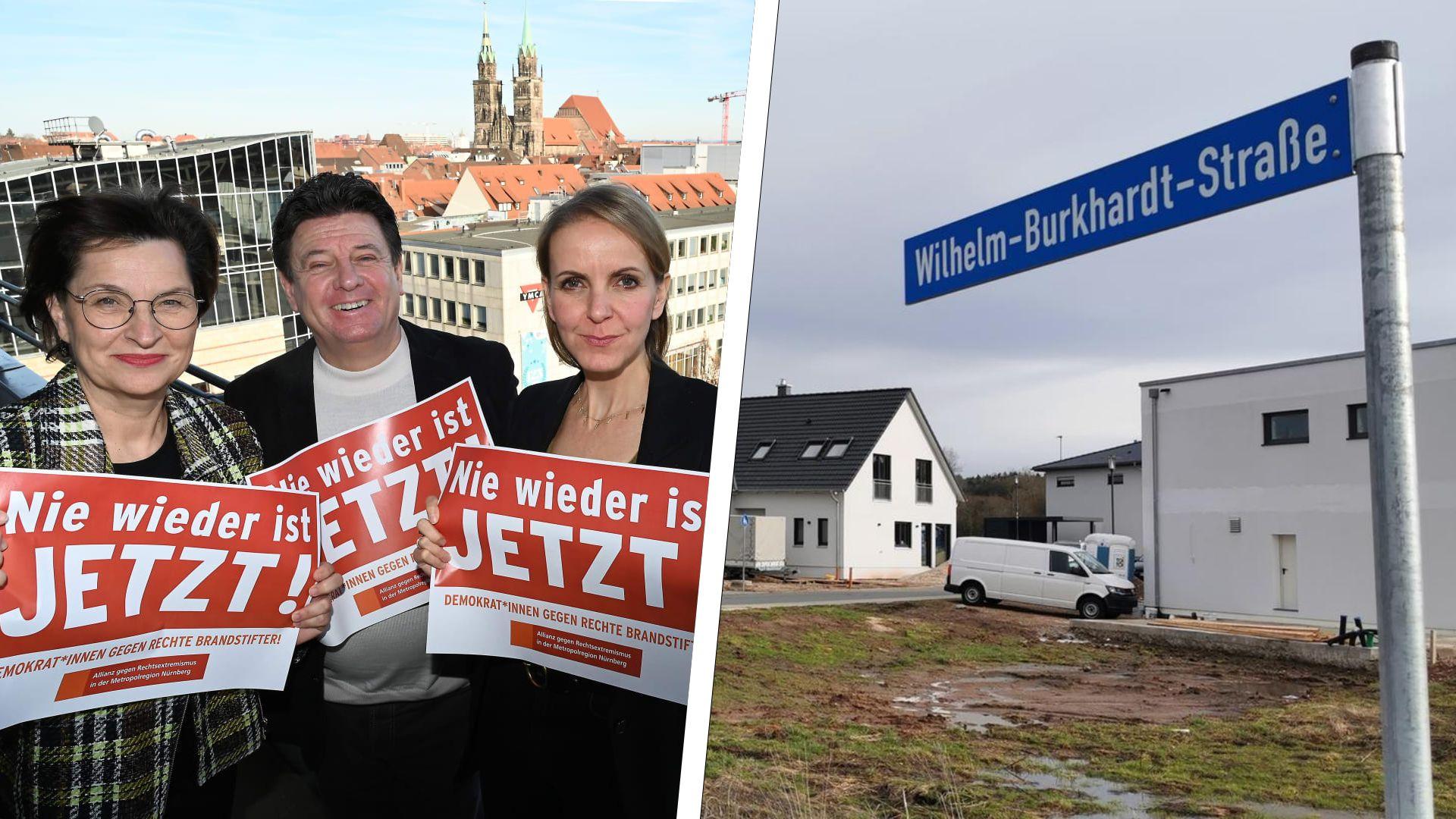 Collage Allianz gegen Rechtsextremismus - Straßenschild Allersberg
