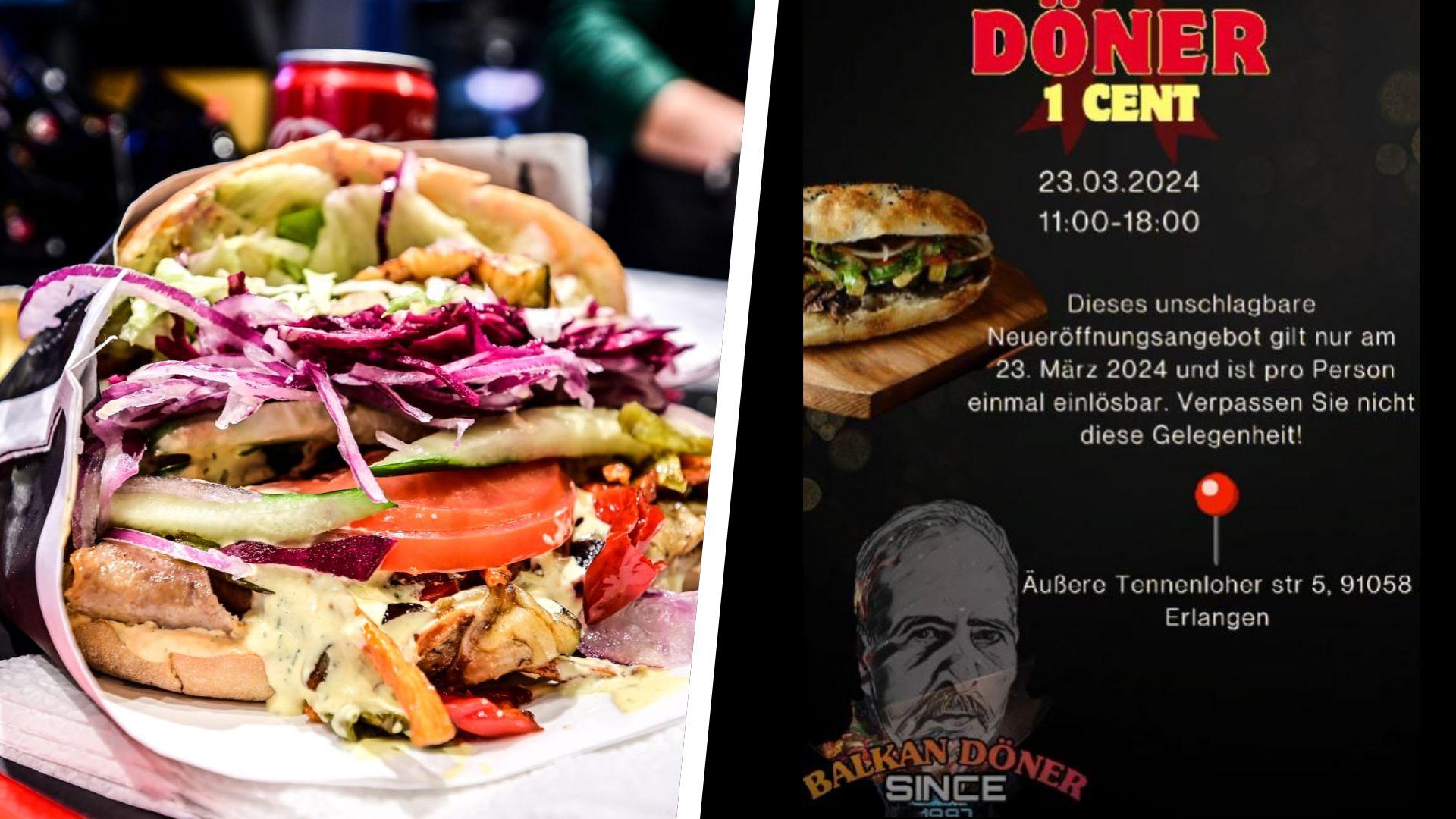 Es gibt wieder Döner für einen Cent Heute feiert der Balkan Döner in Erlangen Bruck Neueröffnung