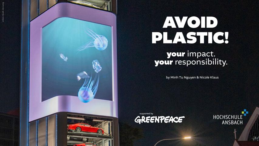 Vermeide Plastik! Auch diese künstlerisch gestaltete Forderung gehört zur Umweltkampagne.
