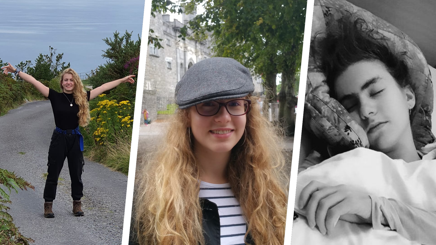 Anina (21) aus Bamberg: Als junge Frau stand sie mitten im Leben. Nach dem Abitur beginnt sie einen Workaway-Auslandsaufenthalt in Irland. Dort infiziert sie sich im Oktober 2020 mit dem Coronavirus und leidet seither mit schweren Beschwerden unter dem Post-Covid-Syndrom.