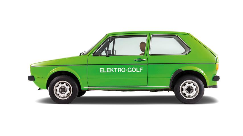 Schon zwei Jahre nach dem Golf-Debüt gab es eine elektrische Version. Die 1976 gebauten Versuchsfahrzeuge waren eine Reaktion auf die Ölkrise. Das Aufladen der Batterie dauerte zwölf Stunden.
