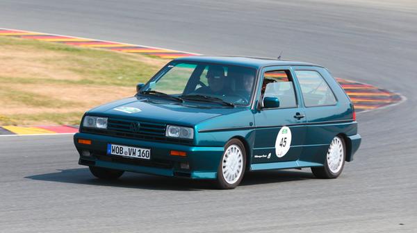 Der Rallye Golf G60 arbeitete mit Allradantrieb und brachte 207 kW/282 PS auf den Asphalt. Dieses Exemplar war 1989 auf dem Sachsenring unterwegs.