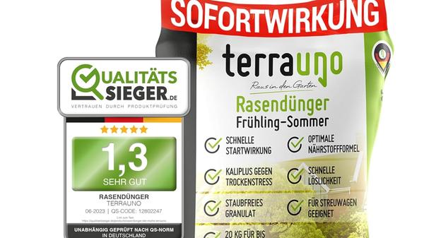 Der Rasendünger sorgt schon nach zwei Wochen für deutlich sichtbare Ergebnisse.