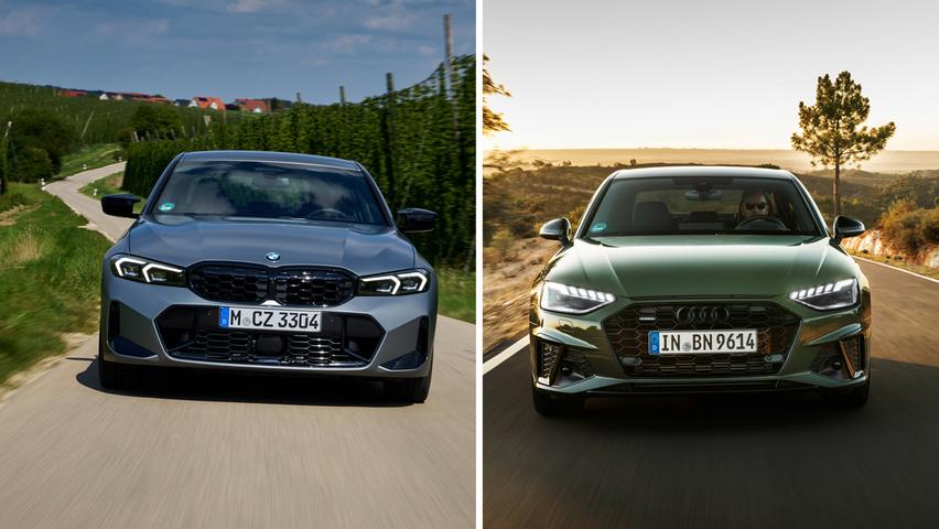 Wer regelmäßig weitere Strecken fahren muss, für den sind Diesel-Pkw weiterhin oft die erste Wahl. Zu den beliebten Mittelklasse-Modellen in diesem Segment gehören der BMW 320d (links) und der Audi A4 40 TDI.