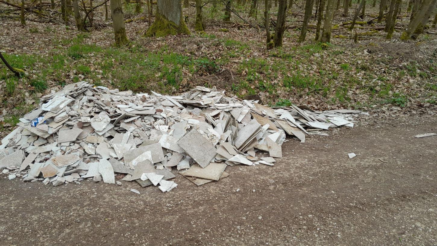 Illegal abgeladen: Im Wald zwischen Thannhausen und Rittern haben Mitarbeiter des Forstamts den Bauschutt entdeckt.